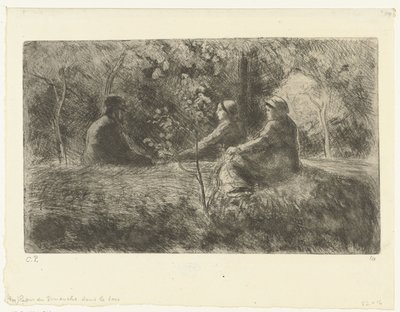 Zondagse rez v het bos Nedělní odpočinek v lese od Camille Jacob Pissarro
