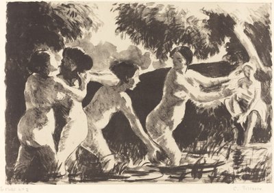 Bathers Wrestling (Baigneuses luttants) od Camille Pissarro