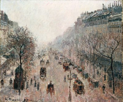 Boulevard Montmartre za mlhavého slunečného rána, 1897 od Camille Jacob Pissarro