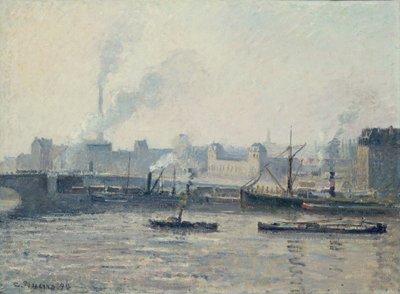 Camille Pissarro, 1896 - Most Saint-Sever, Rouen, mlha od Camille Pissarro