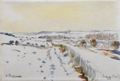 Eragny pod sněhem od Camille Pissarro