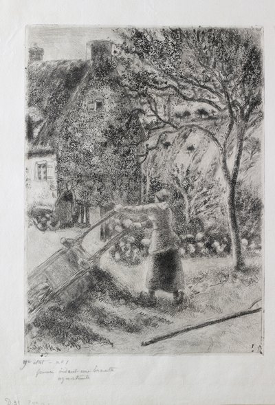 Žena vyprazdňuje trakař, 1880 od Camille Pissarro