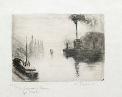 Ostrov Lacroix, Rouen, 1883 od Camille Pissarro