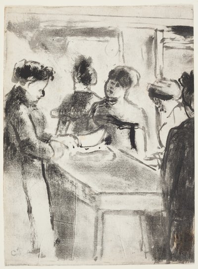La Charcuterie (Vepřový řezník) 1895 (monotyp s ručním vybarvováním hlubotiskovým inkoustem) od Camille Jacob Pissarro