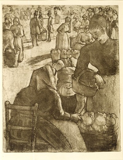 Zeleninový trh v Pontoise od Camille Pissarro
