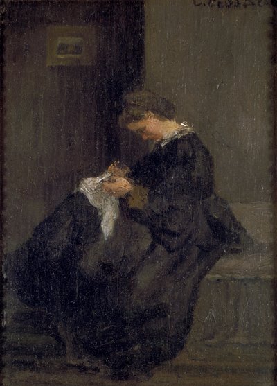 Šití paní Pissarro, c1860 od Camille Pissarro