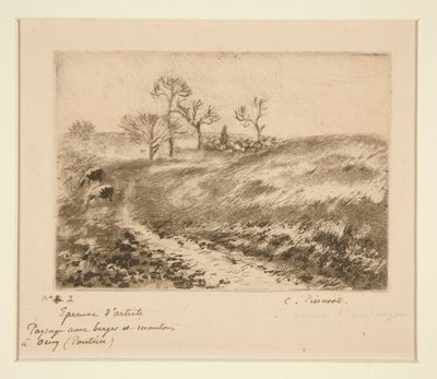 Krajina s pastýřem a ovcemi, Osny (Krajina s pastýřem a ovečkami u Osnyho) od Camille Pissarro