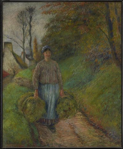 Selská žena nesoucí dva balíky sena Upravte to na Wikidata od Camille Pissarro