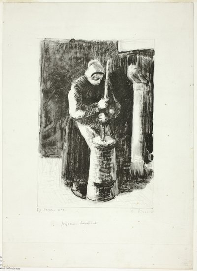 Rolnická žena stloukání mléka od Camille Pissarro
