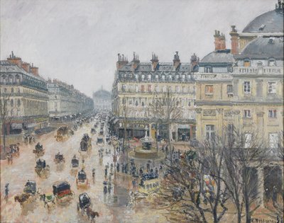 Francouzské divadelní náměstí, Paříž: Déšť od Camille Jacob Pissarro