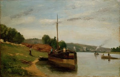 Čluny na Seině od Camille Jacob Pissarro