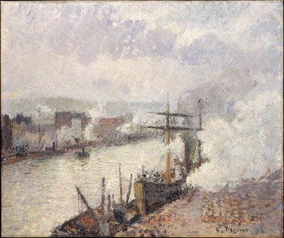 Parníky v přístavu Rouen od Camille Pissarro