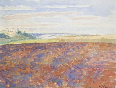 Studie krajiny s oraným polem, Eragny-sur-Epte, c1886-1890 od Camille Pissarro