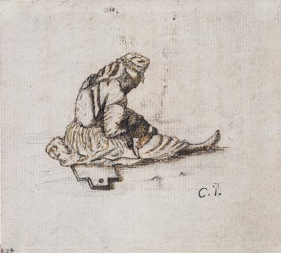 Studie šití sedících ženských postav, 1852. od Camille Pissarro