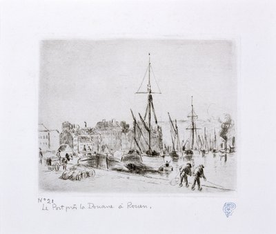 Přístav poblíž celnice v Rouenu) od Camille Jacob Pissarro