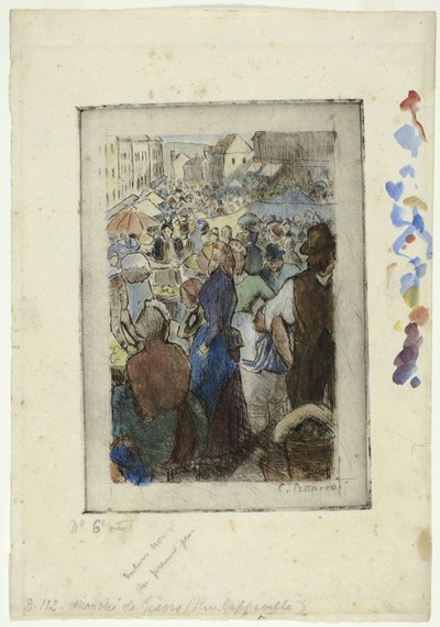 Trh v Gisors; Rue Cappeville od Camille Pissarro