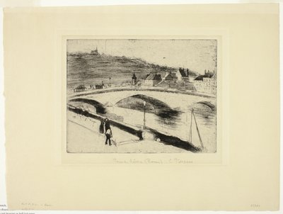 Kamenný most v Rouenu od Camille Pissarro