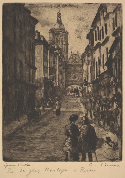 Ulice velkých hodin, Rouen, 1885. od Camille Jacob Pissarro