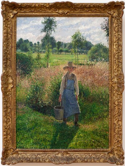 Zahradník. Obraz Camille Pissaro (1830-1903), Olej na plátně od Camille Jacob Pissarro