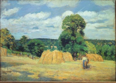 Sklizeň v Montfoucault v Mayenne (olej na plátně od Camille Jacob Pissarro