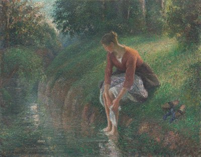 Žena koupající si nohy v potoce, 189495. od Camille Pissarro
