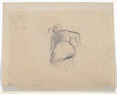 Žena klečící (recto); Dvě farmářky klečící (verze) od Camille Pissarro