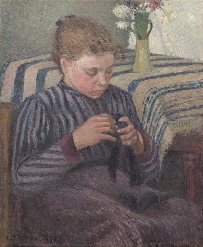 Woman Mending, 1895. od Camille Pissarro