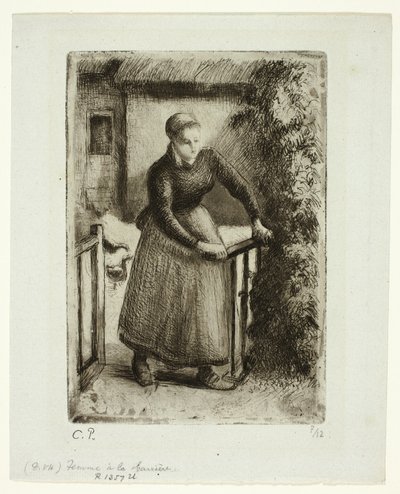 Žena u brány od Camille Pissarro