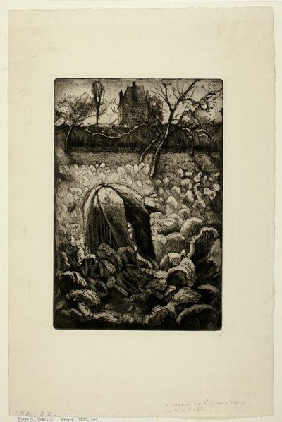 Žena v kuchyňské zahradě od Camille Pissarro