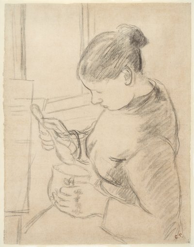 Mladá rolnice u kávy od Camille Pissarro