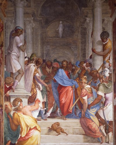 Cizoložnice před Kristem, freska od Camilla Boccaccina (1501-1546) v presbytáři kostela San Sigismondo, Cremona, Itálie od Camillo Boccaccino