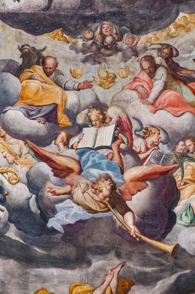 Andělé hrají hudbu, detail posledního soudu (freska) od Camillo Procaccini