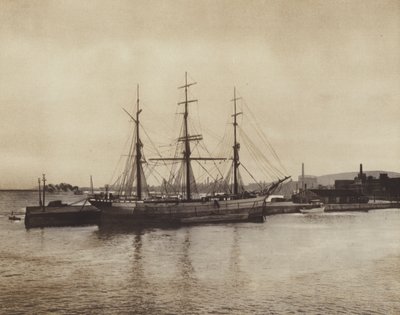 Přístav v Hochelaze, starý škuner stále v provozu (čb fotografie) od Canadian Photographer