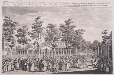 Pohled na rotundu, Ranelagh House, na plese k oslavě narozenin HRH, prince z Walesu, 24. května 1751, vyryto Parrem od Canaleti