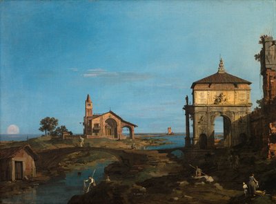 Ostrov v laguně s bránou a kostelem od Canaletto (Giovanni Antonio Canal)