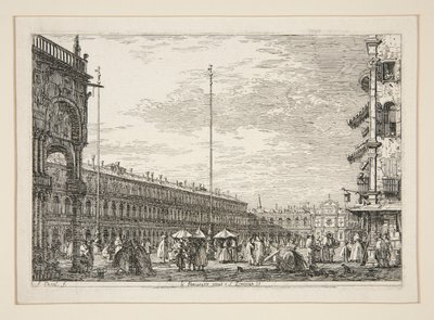 Le Procuratie Nuove e S. Ziminian V. (Procuratic Nuove a kostel San Geminiano, Benátky), ze série Vedute (Pohledy) od Canaletto (Giovanni Antonio Canal)