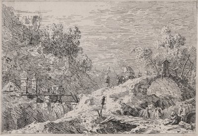 Horská krajina s pěti mosty, ze série Vedute (Views) od Canaletto (Giovanni Antonio Canal)