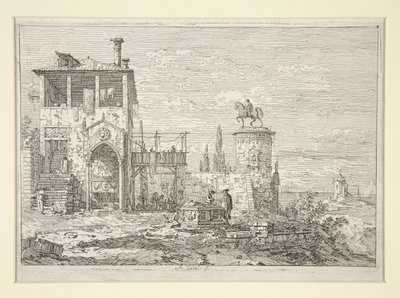 Jezdecký pomník, ze série Vedute (Views) od Canaletto (Giovanni Antonio Canal)