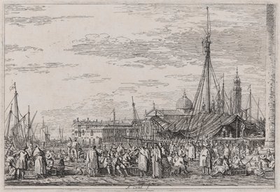 The Market on the Molo, ze série Vedute (Views) od Canaletto (Giovanni Antonio Canal)