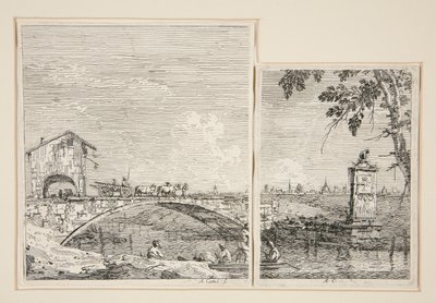 Vůz projíždějící přes most, ze série Vedute (Views) od Canaletto (Giovanni Antonio Canal)