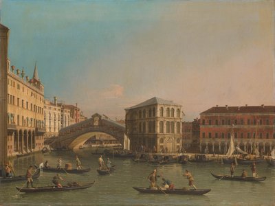 Canal Grande s mostem Rialto a Fondaco dei Tedeschi od Canaletto (workshop of)