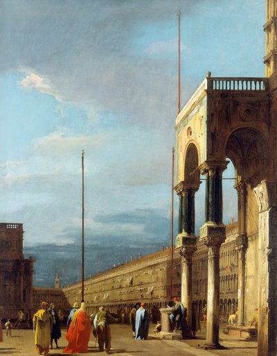 Canaletto - Piazza při pohledu na severozápad s chrámem San Marco kolem roku 1723-24 od Canaletto