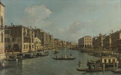 Německy: Der Canal Grande mit Blick in südöstlicher Richtung auf die Rialtobrücke Canal Grande s výhledem na jihovýchod k mostu Rialto od Canaletto