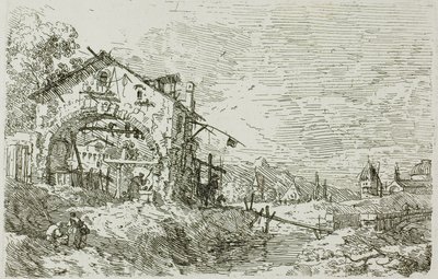 Krajina se ženou u studny, z Vedute od Canaletto