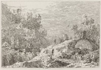 Horská krajina s pěti mosty [vpravo dole] od Canaletto