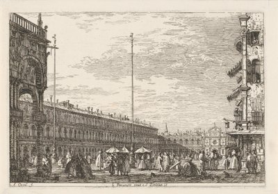 Piazza San Marco Le procuratie niove e S. Ziminian V. (titul na předmětu) Obličeje na existujících a vynalezených místech (název série) Vedute altre prese da i Luoghi altre ideate da Antonio Canal (název série) od Canaletto