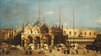 San Marco a Dóžecí palác, Benátky, z Piazza San Marco, cca 1740 od Giovanni Antonio Canal