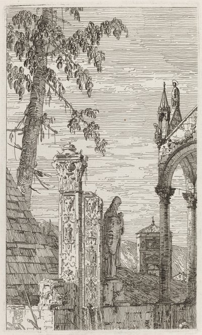 Biskupská hrobka [uprostřed] od Canaletto