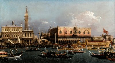 The Bucintoro at the Molo on Ascension Day od Canaletto