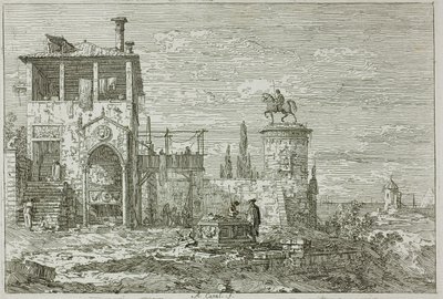 Jezdecký památník, z Vedute od Canaletto